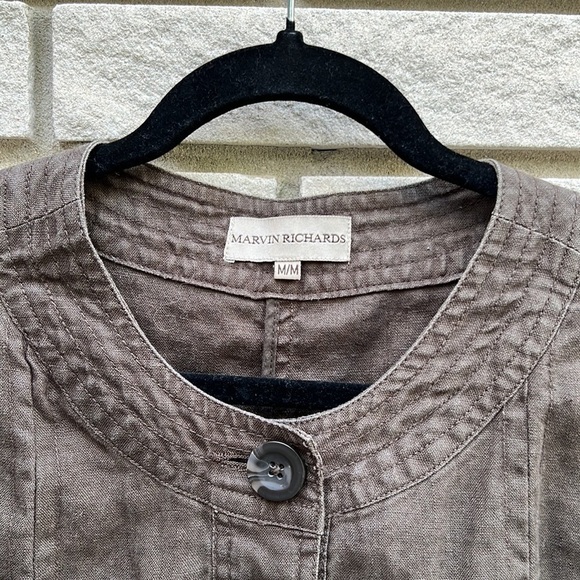 Marvin Richards Brown 100% Linen Jacket Sz M - Picture 7 of 9